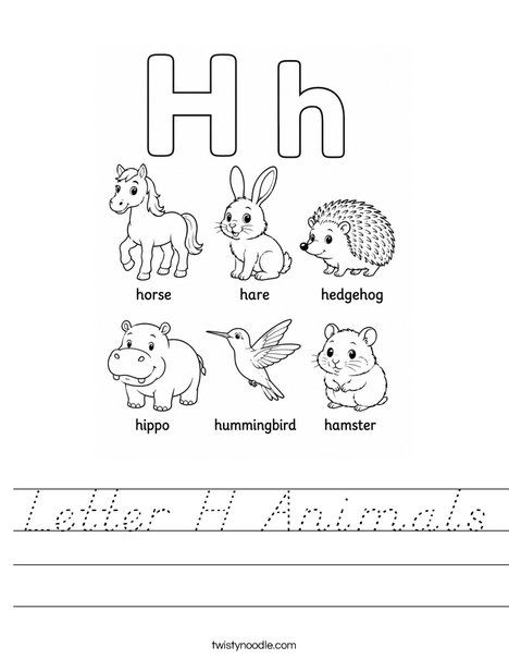 Letter H Animals Worksheet