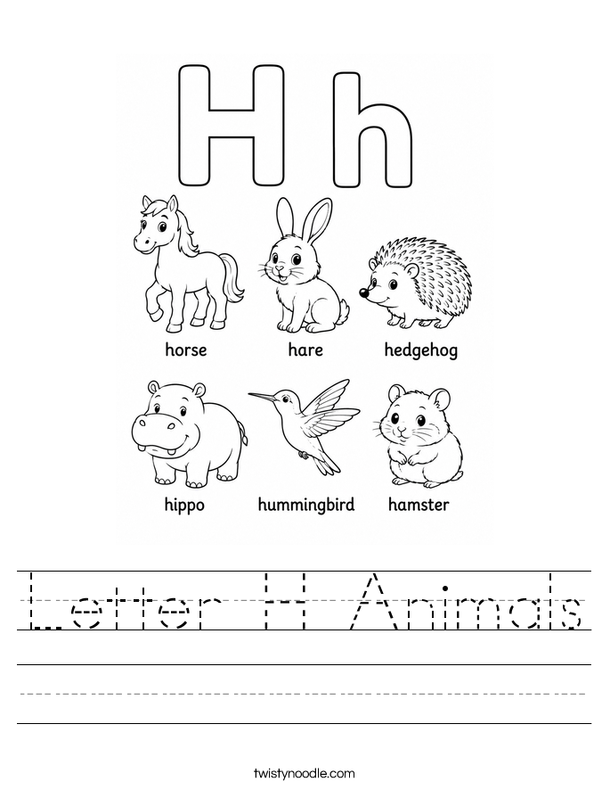 Letter H Animals Worksheet