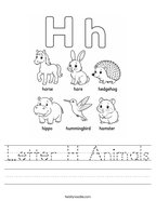 Letter H Animals Handwriting Sheet