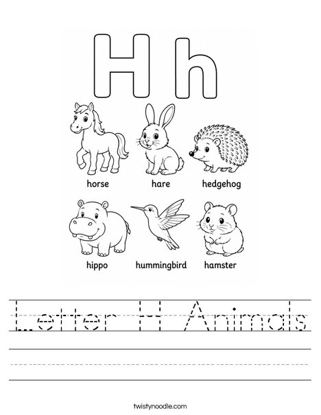 Letter H Animals Worksheet
