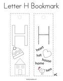 Letter H Bookmark Coloring Page