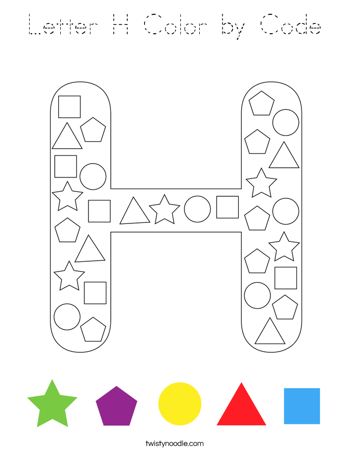 Letter H Color by Code Coloring Page