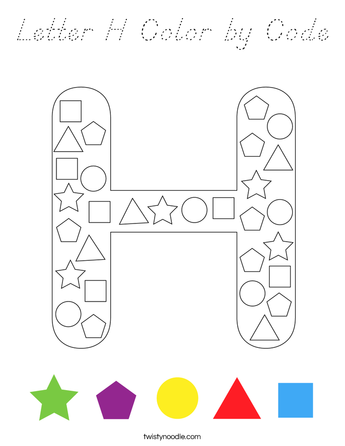 Letter H Color by Code Coloring Page