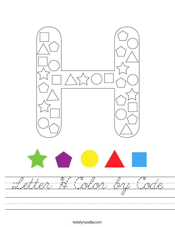 Letter H Color by Code Worksheet