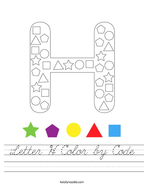 Letter H Color by Code Worksheet