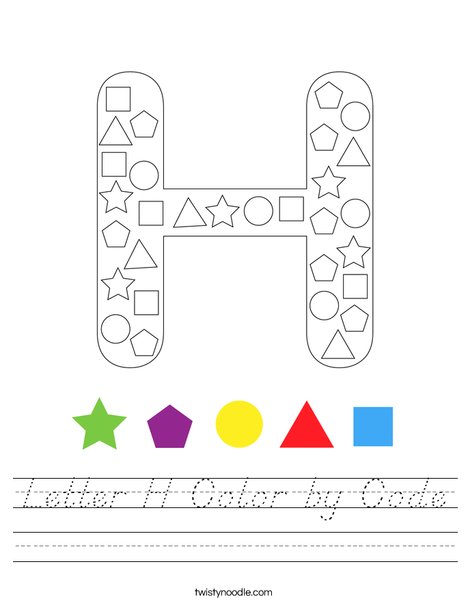 Letter H Color by Code Worksheet