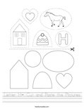 Letter H- Cut and Paste the Pictures Worksheet
