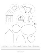 Letter H- Cut and Paste the Pictures Handwriting Sheet