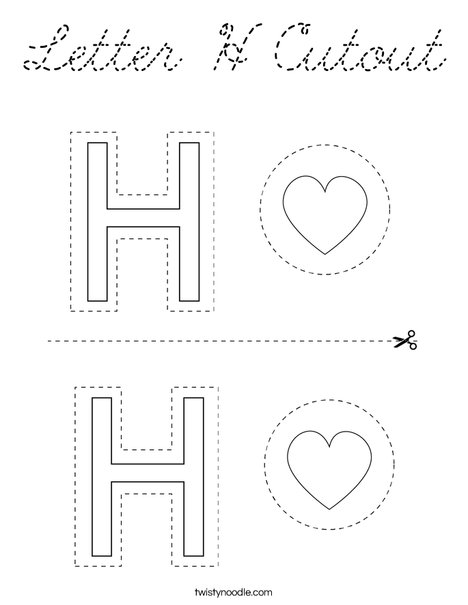 Letter H Cutout Coloring Page