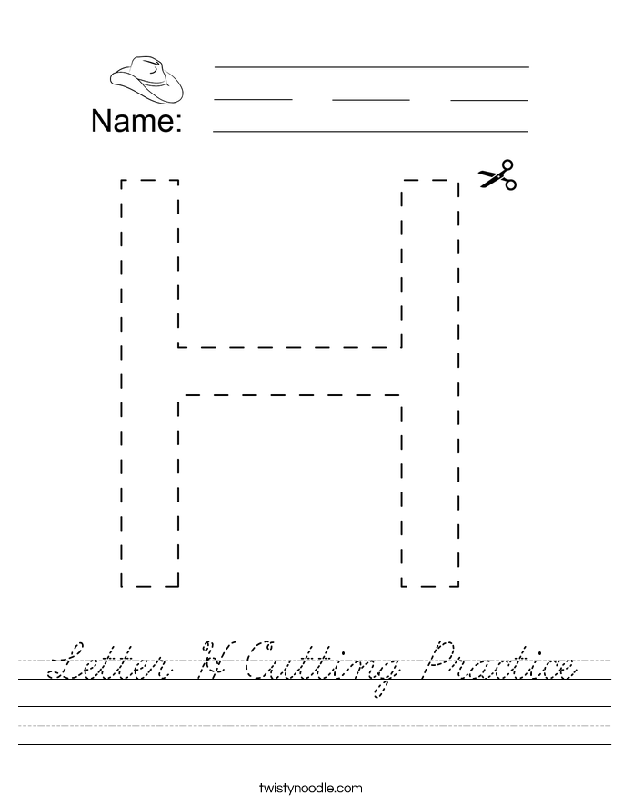 Letter H Cutting Practice Worksheet