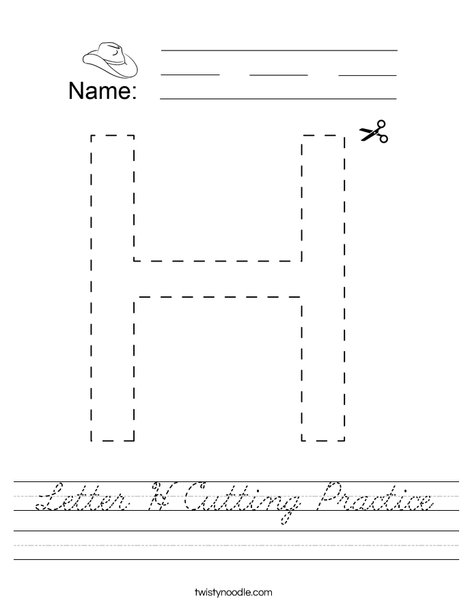 Letter H Cutting Practice Worksheet