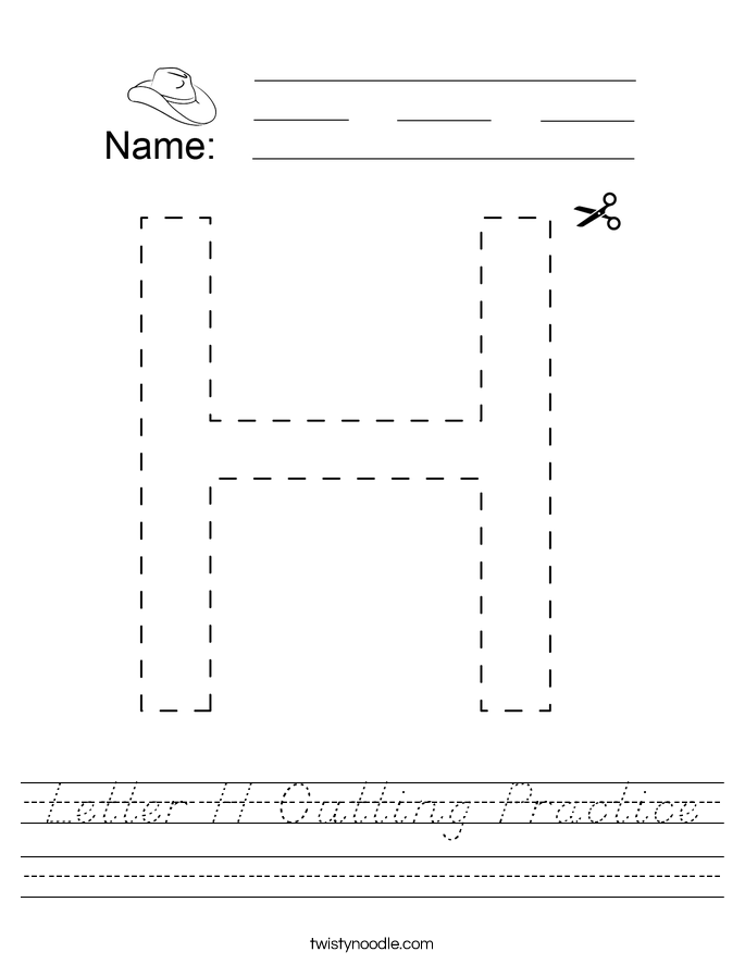 Letter H Cutting Practice Worksheet
