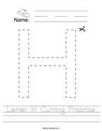 Letter H Cutting Practice Handwriting Sheet