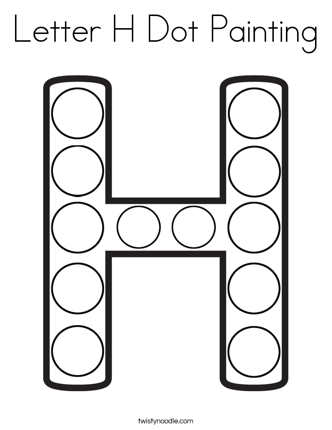 Letter H Dot Painting Coloring Page - Twisty Noodle