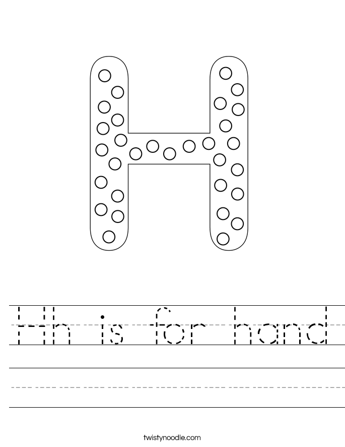 Hh is for hand Worksheet - Twisty Noodle