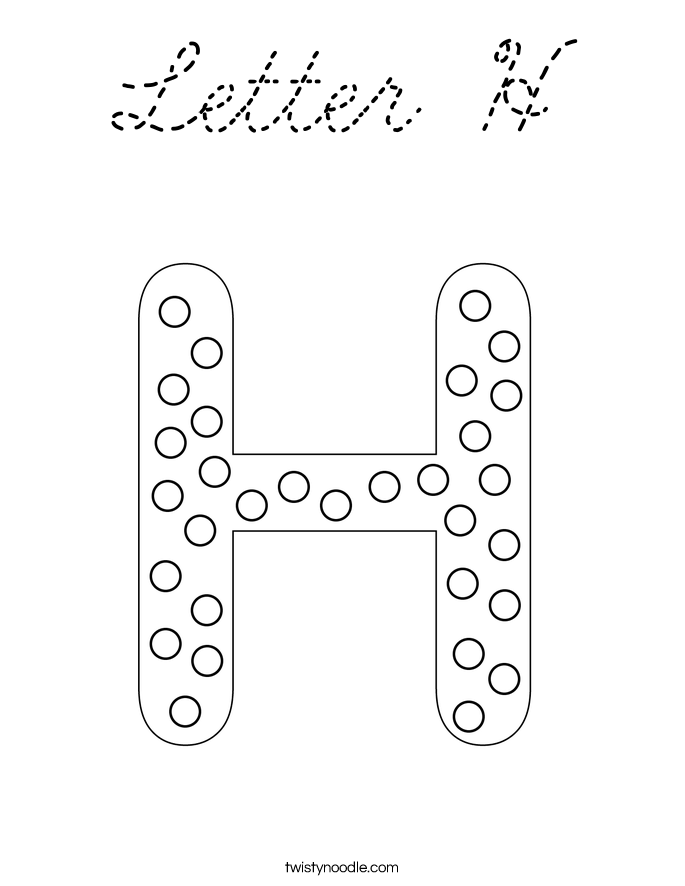 letter h coloring page cursive twisty noodle