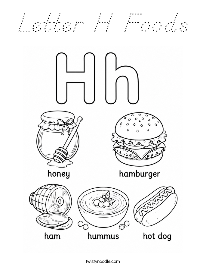 Letter H Foods Coloring Page
