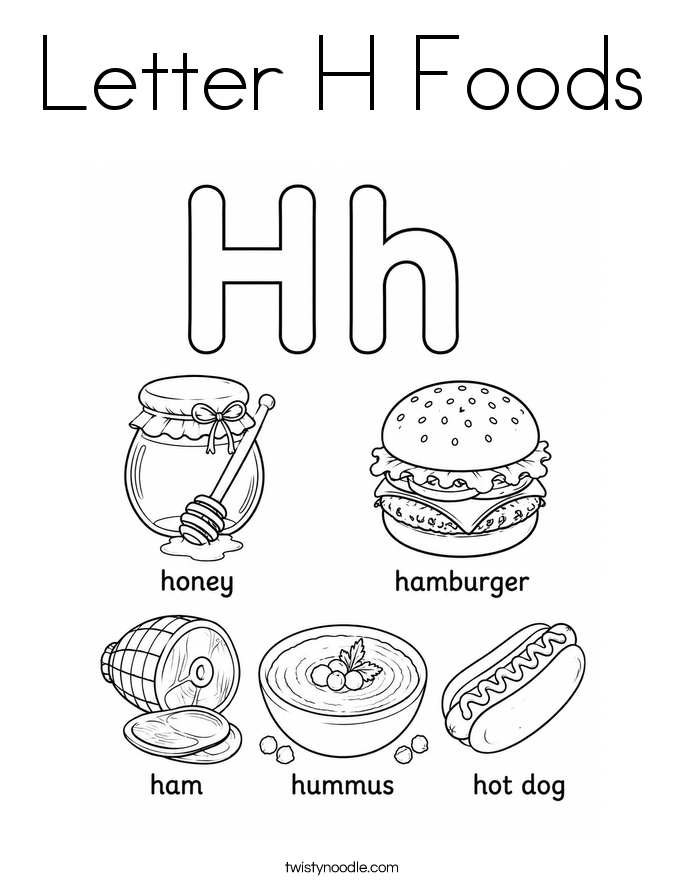 Letter H Foods Coloring Page
