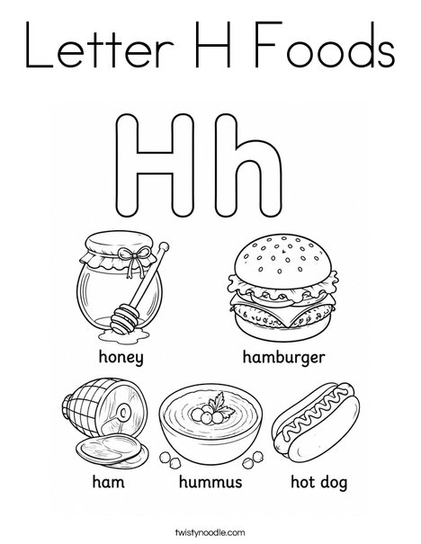 Letter H Foods Coloring Page