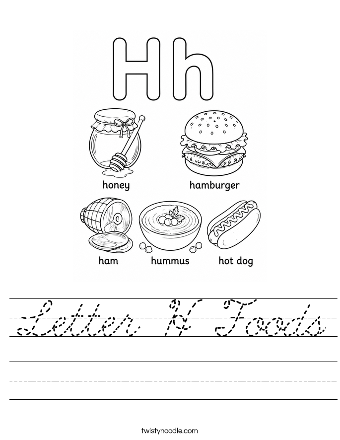 Letter H Foods Worksheet