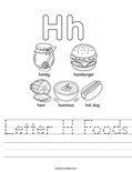 Letter H Foods Worksheet