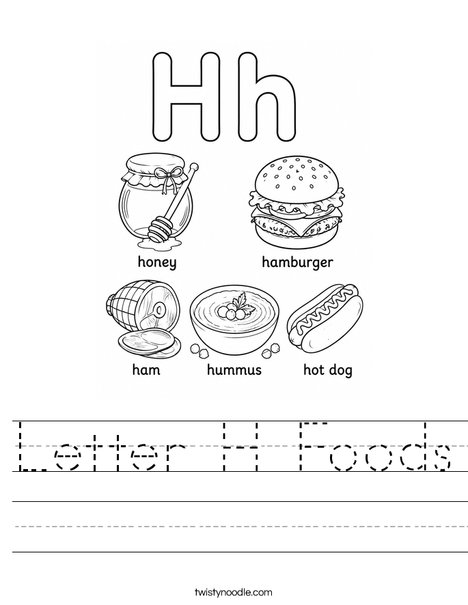 Letter H Foods Worksheet