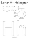 Letter H- Helicopter Coloring Page