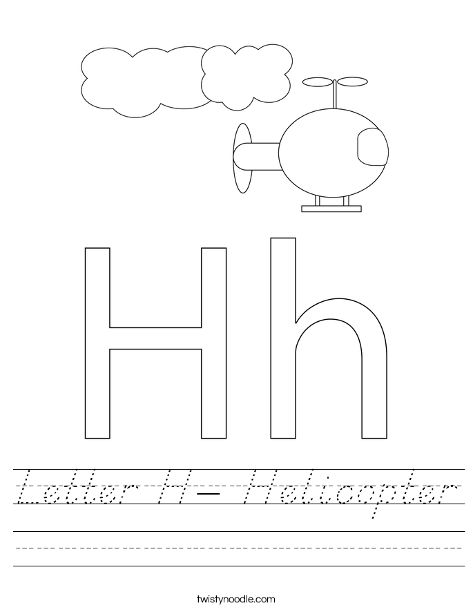 Letter H- Helicopter Worksheet