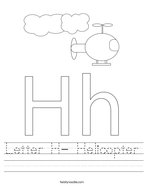 Letter H- Helicopter Handwriting Sheet