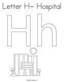 Letter H- Hospital Coloring Page