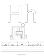 Letter H- Hospital Handwriting Sheet