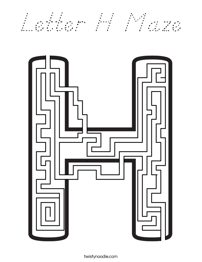 Letter H Maze Coloring Page