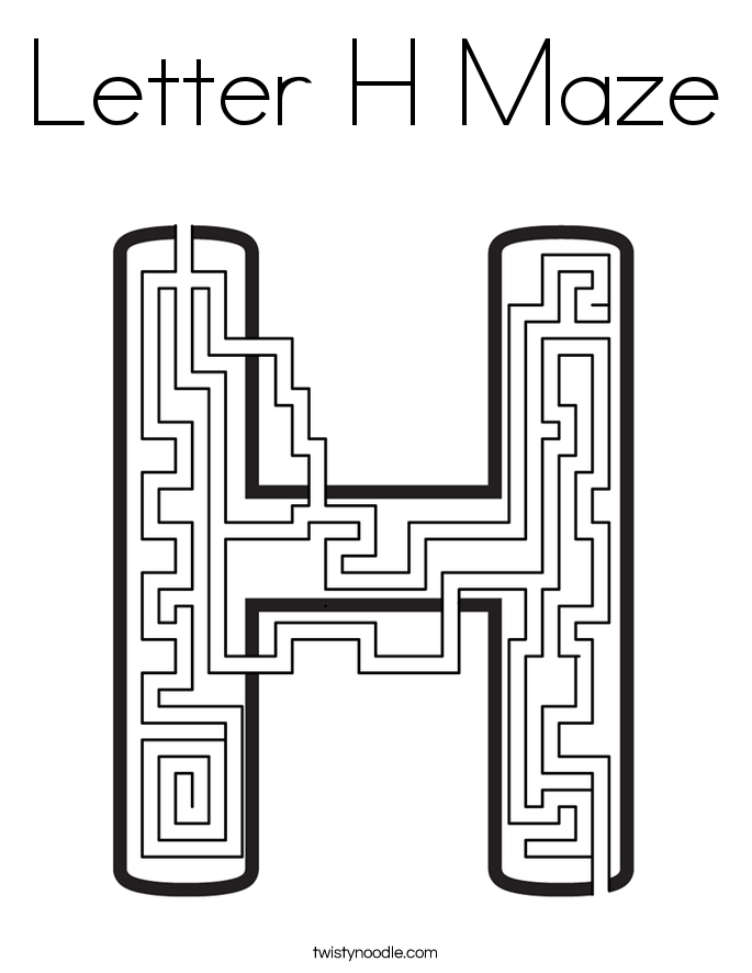 Letter H Maze Coloring Page