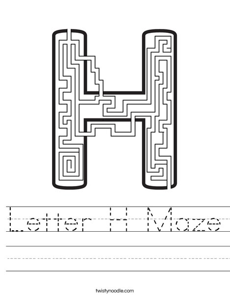 letter h maze worksheet twisty noodle