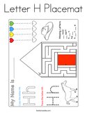 Letter H Placemat Coloring Page