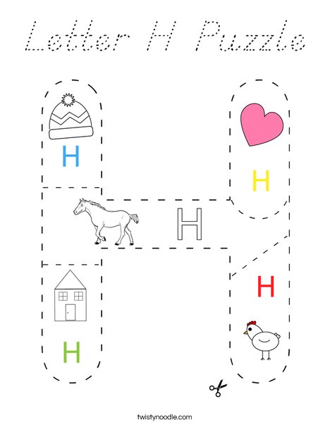 Letter H Puzzle Coloring Page