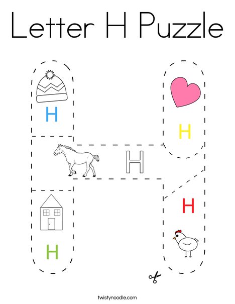 Letter H Puzzle Coloring Page