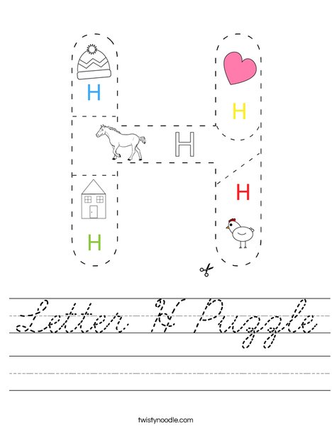 Letter H Puzzle Worksheet
