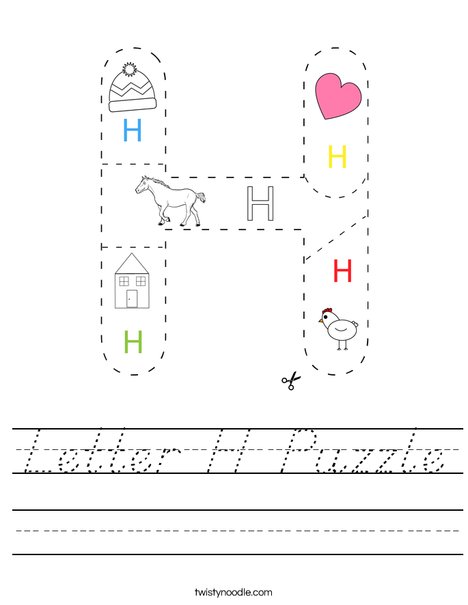 Letter H Puzzle Worksheet