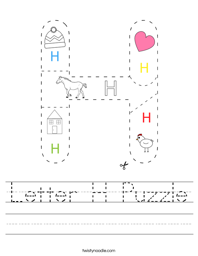 Letter H Puzzle Worksheet - Twisty Noodle