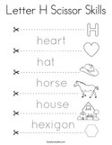 Letter H Scissor Skills Coloring Page