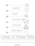 Letter H Scissor Skills Worksheet