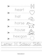 Letter H Scissor Skills Handwriting Sheet