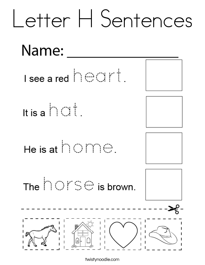 Letter H Sentences Coloring Page