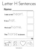Letter H Sentences Coloring Page
