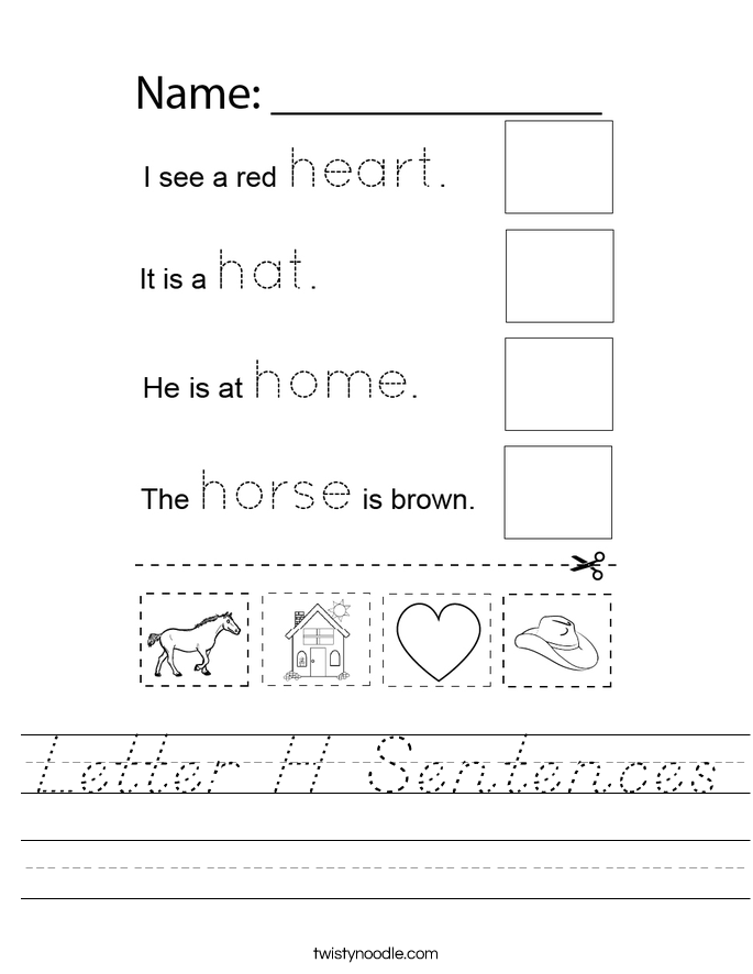 Letter H Sentences Worksheet