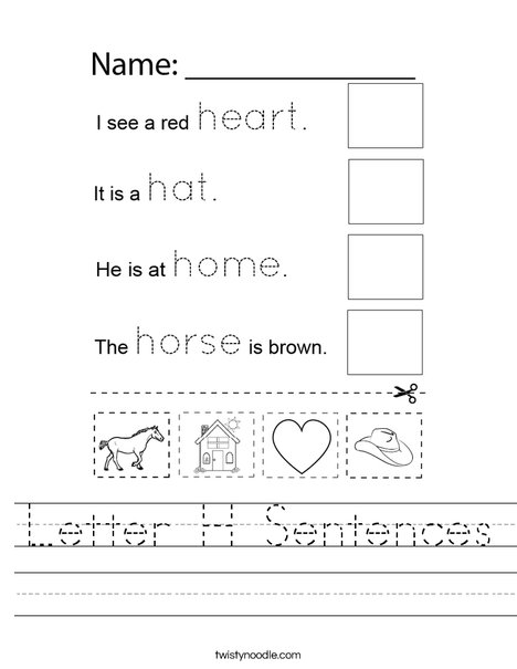 Letter H Sentences Worksheet