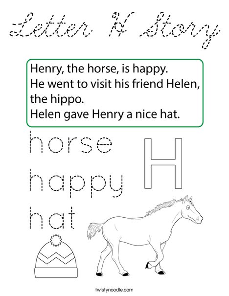 Letter H Story Coloring Page