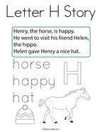 Letter H Story Coloring Page