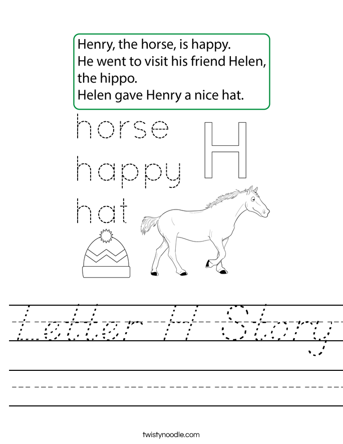 Letter H Story Worksheet